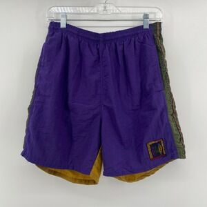 Weekends Beachwear Vintage 90s Colorblock Swim Trunks Purple Yellow Mens Medium